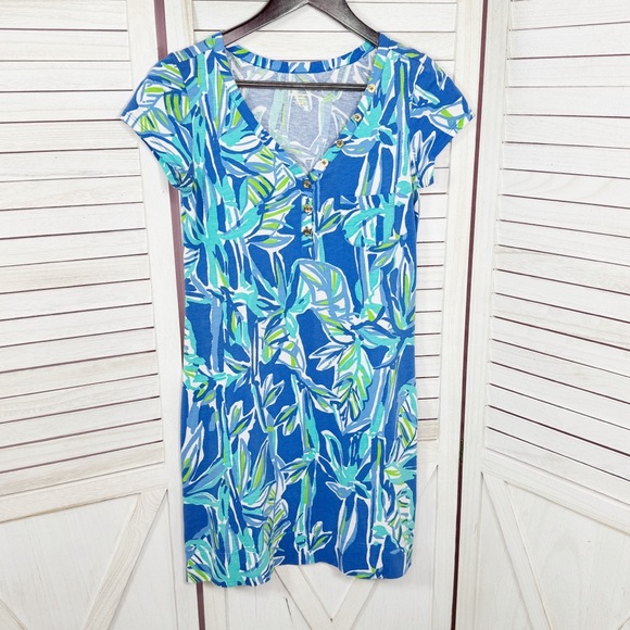 Lilly‎ Pulitzer Palmira T Shirt Dress Pima Cotton Blue Crush Bamboo XS - Picture 7 of 12